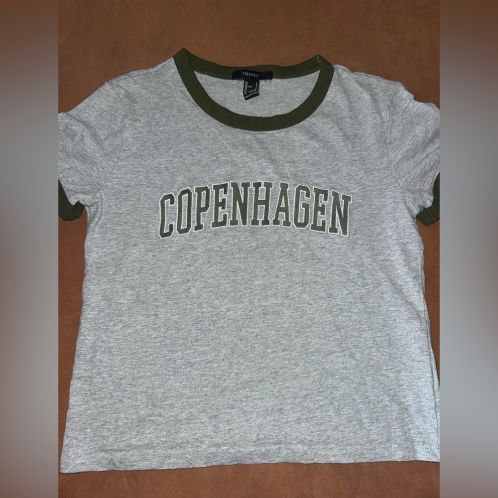 Forever 21 Gray and Green Tee